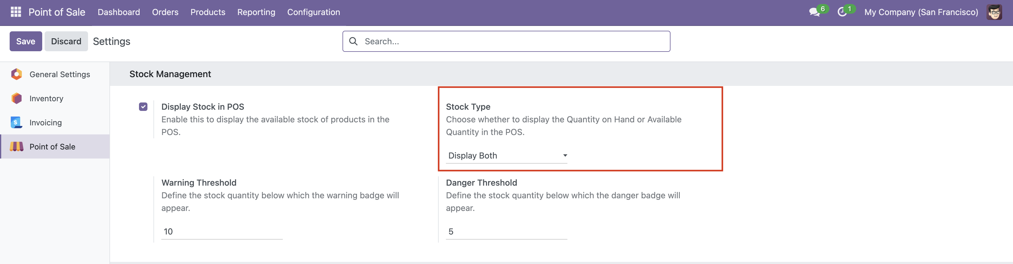 Stock Type Display Option Odoo
