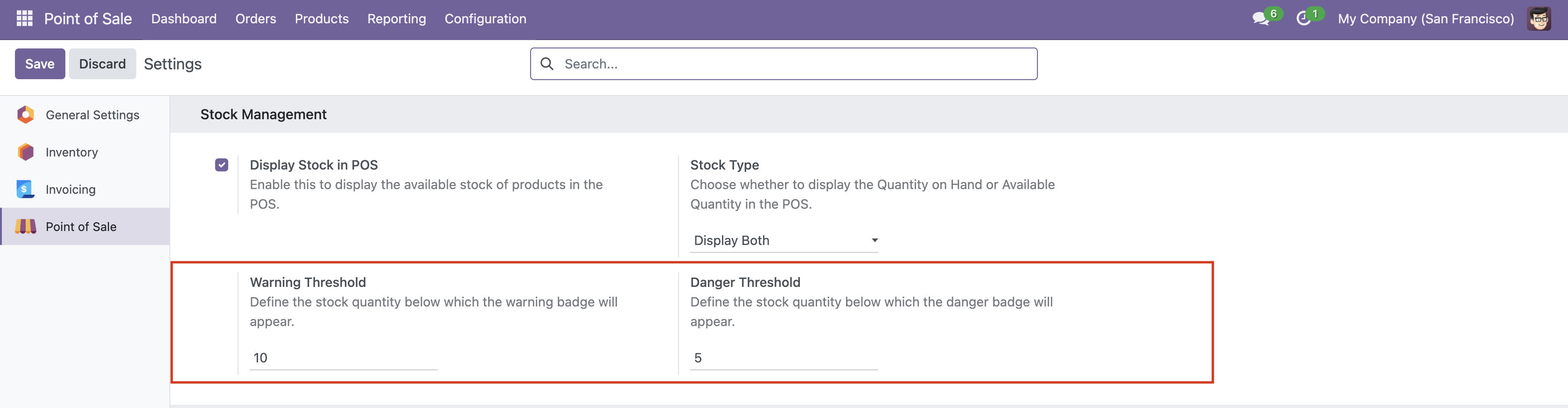 Threshold Alerts for Low Stock POS Odoo